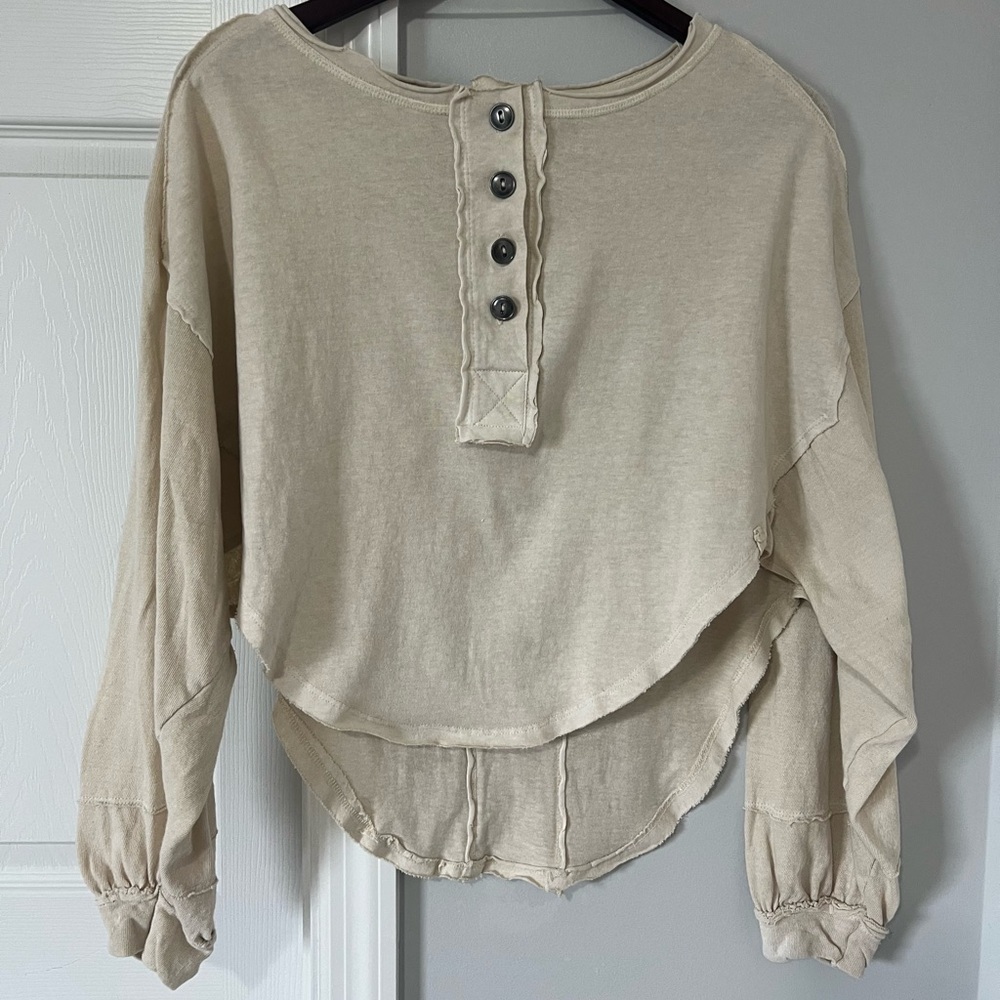 Free People Cream Button-Down Top